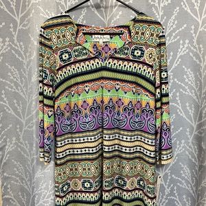 Nicole Miller Long Sleeve Dress Multi Color